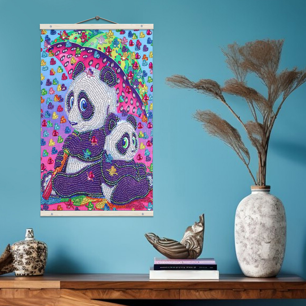 Алмазная мозаика «Панды под зонтом» | Самоцветы | Molly