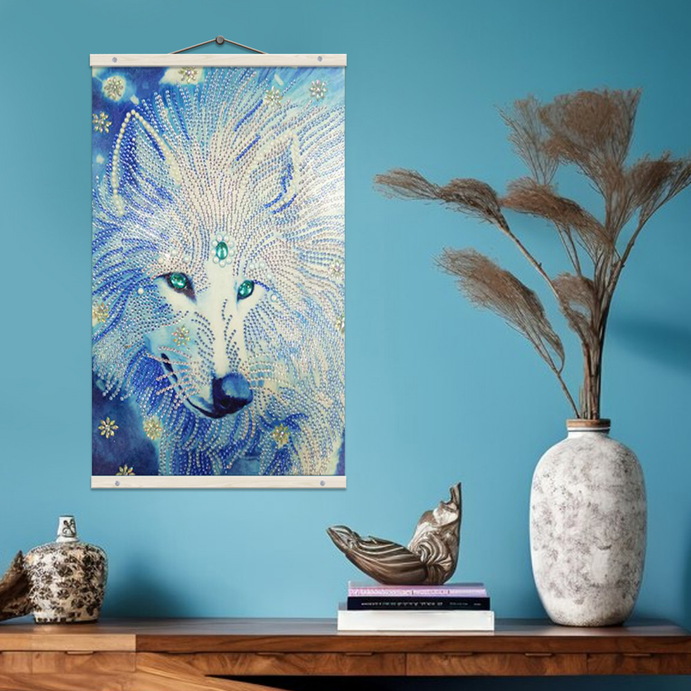 Алмазная мозаика «Белый волк» | Самоцветы | Molly