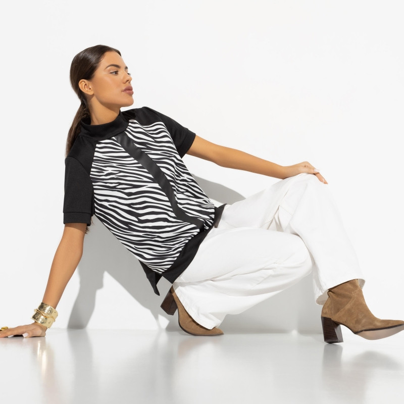 Водолазка женская с экокожей Фирменное приветствие | Charutti