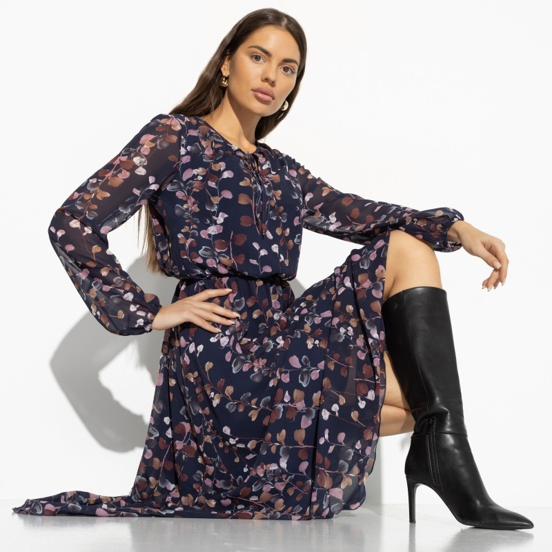 Платье женское из полупрозрачной ткани на подкладе Летящие мгновения | Charutti