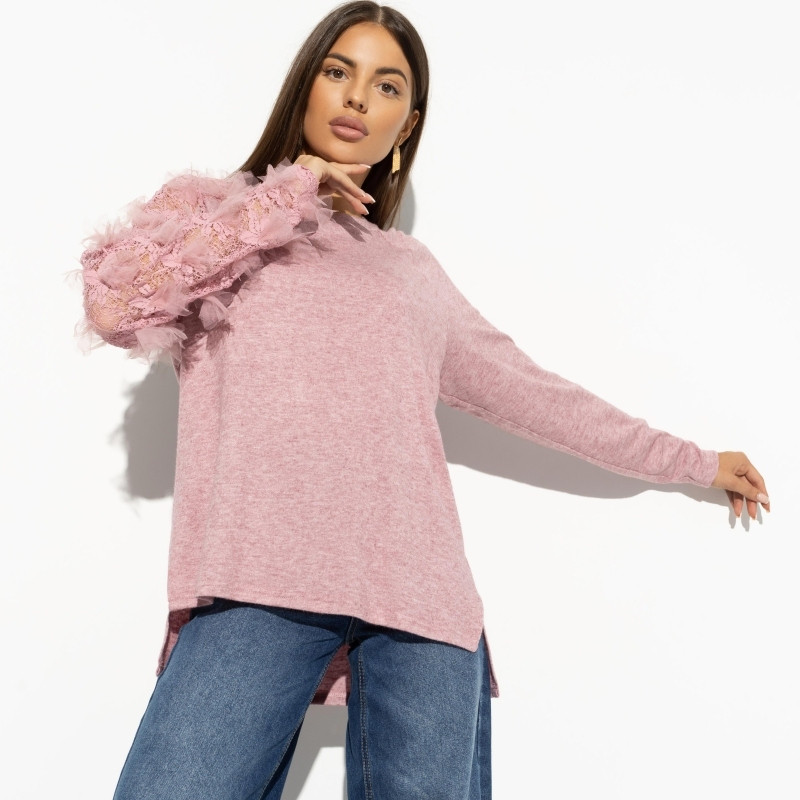 Свитшот женский с объемным кружевом Модная хроника | Charutti