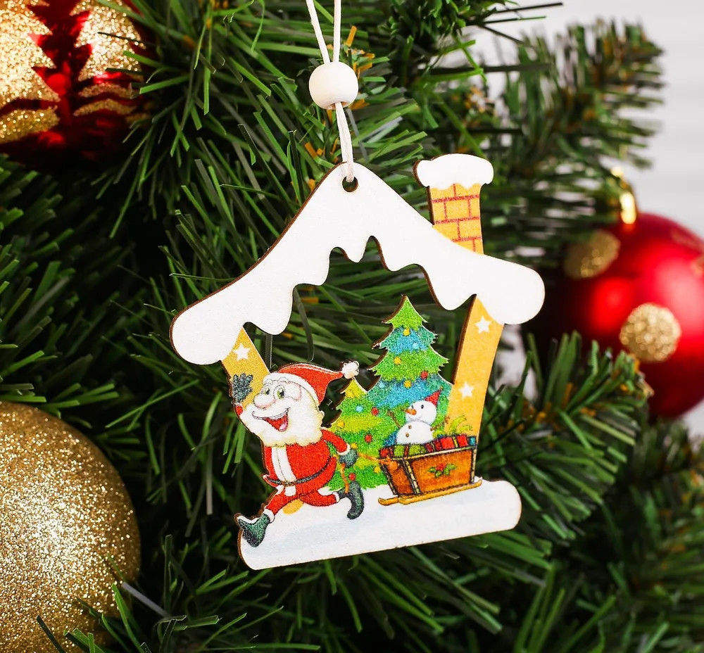 Подвеска новогодняя «Домик с Сантой и санями» | ИнтерPresent