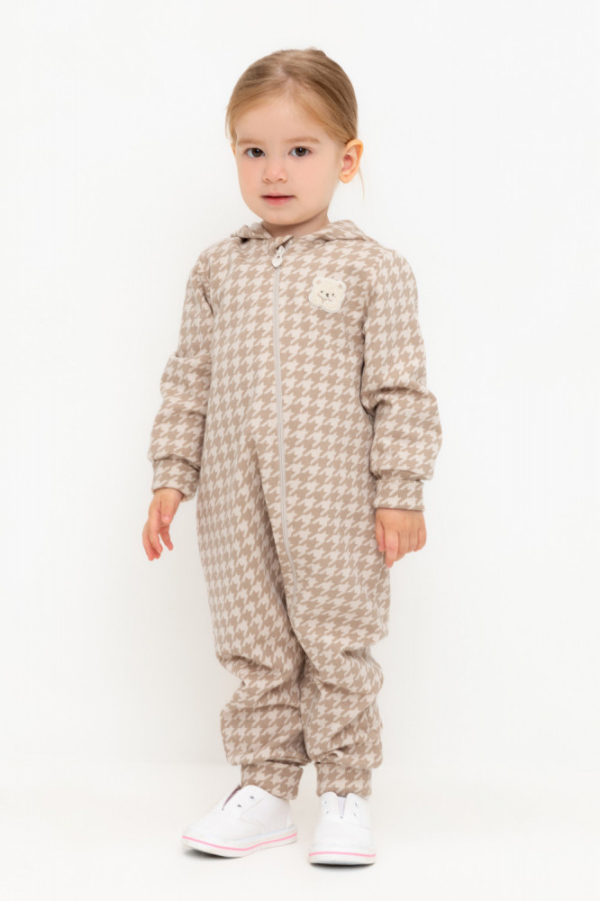 Комбинезон с капюшоном для девочек | Уютный бежевый | Crockid
