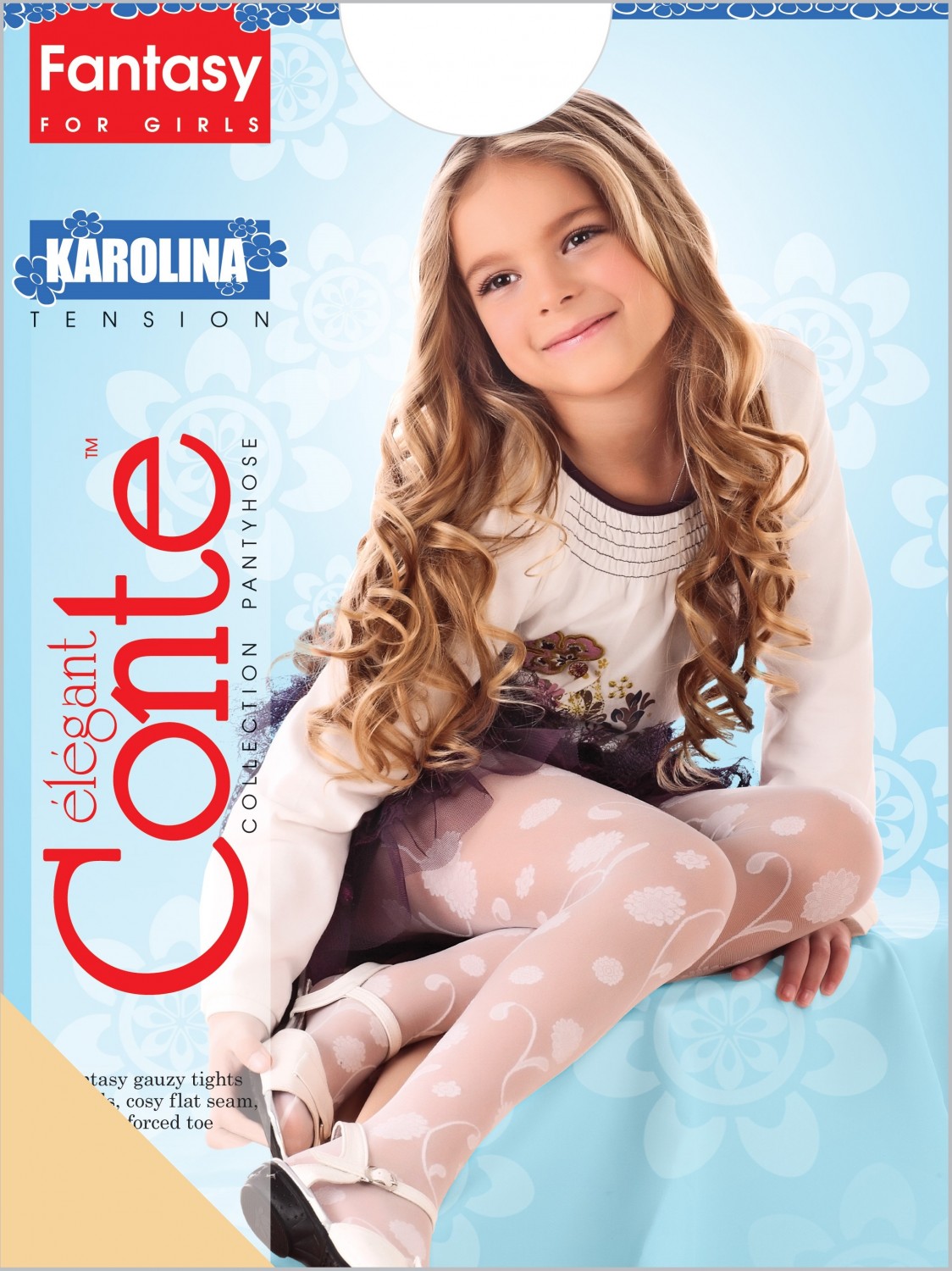 Нарядные прозрачные детские колготки "Karolina" (natural) | Conte Elegant