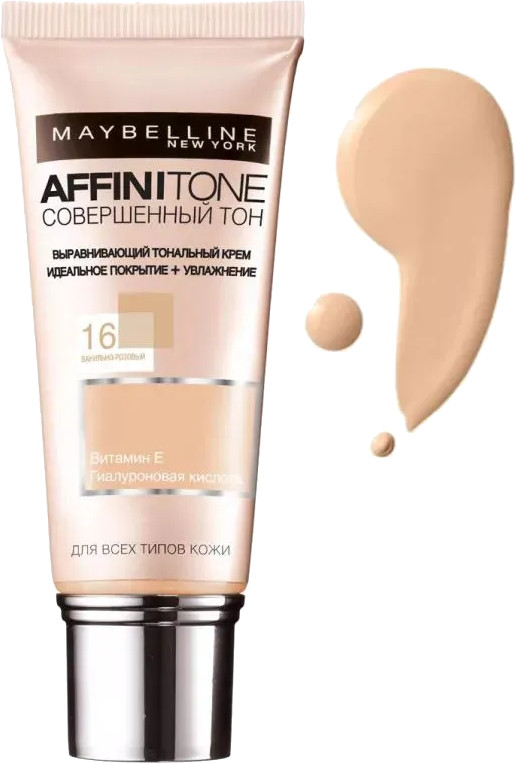 Тональный крем для лица «Affinitone. Совершенный тон», оттенок 16 Ванильно-розовый | Maybelline New York