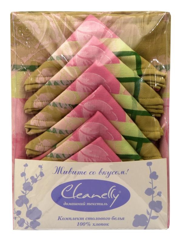 Комплект: скатерть и кухонные салфетки "Roseto" (Cleanelly, 200х150, 6 шт. 50х50) | Roseto | ДМ Текстиль