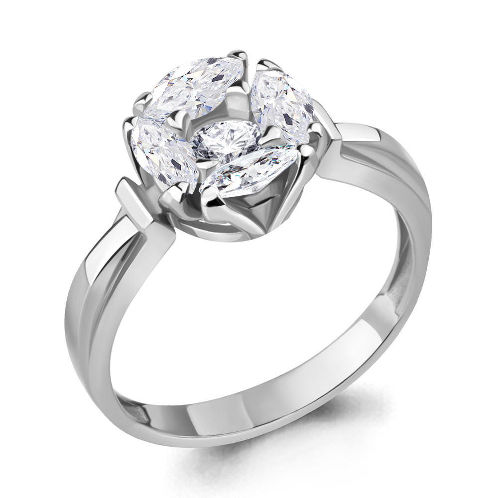 Кольцо из серебра с фианитами | Supreme | Aquamarine