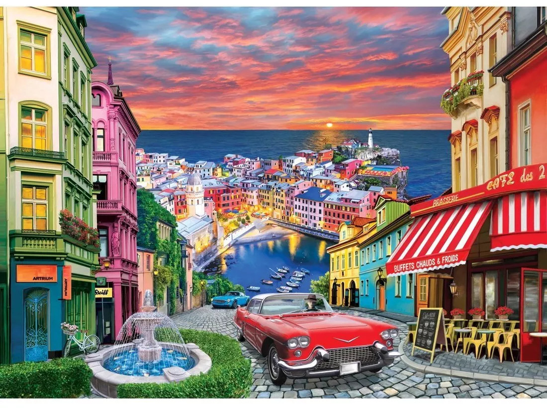 Мозаика алмазная «Итальянский город у моря» | Рыжий кот