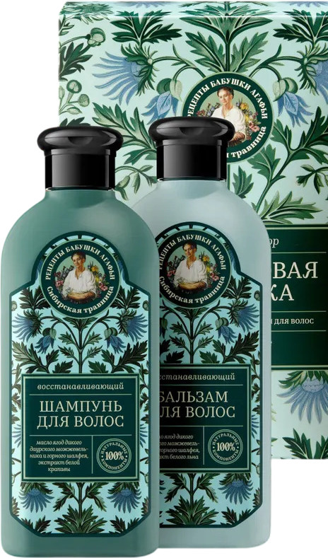 Набор по уходу за волосами «Малахитовая шкатулка» | Сибирская травница | Рецепты Бабушки Агафьи