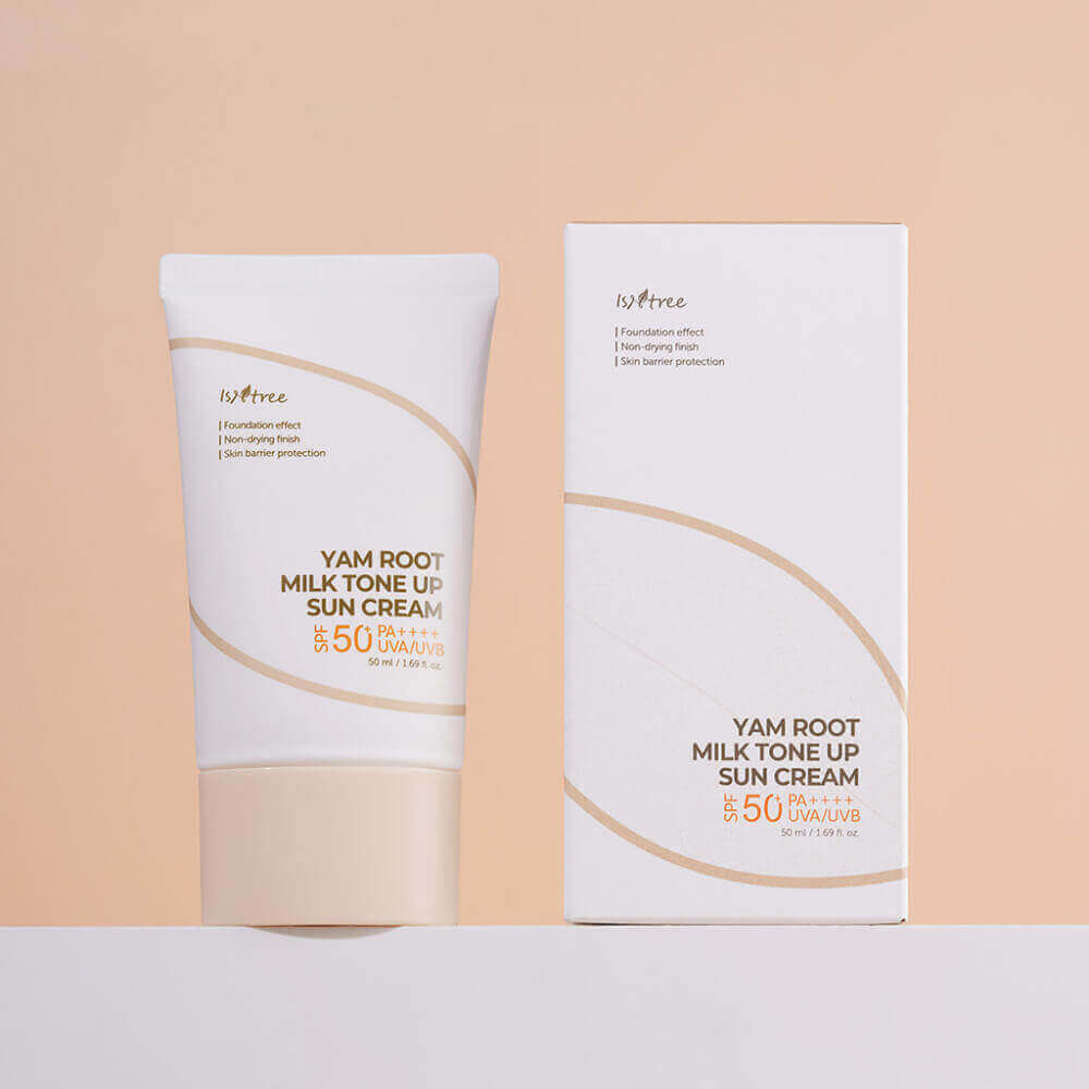 Тонирующий солнцезащитный крем с корнем ямса SPF50 PA++++ «Yam Root Milk Tone Up Sun Cream» | IsNtree