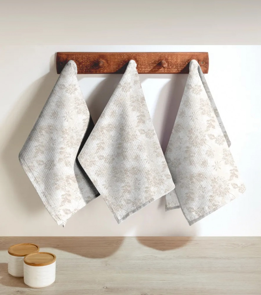 Комплект вафельных полотенец «Beige jacquard» | Унисон