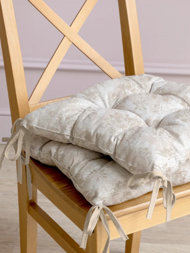 Комплект подушек на стул с тафтингом «Beige jacquard» | Унисон