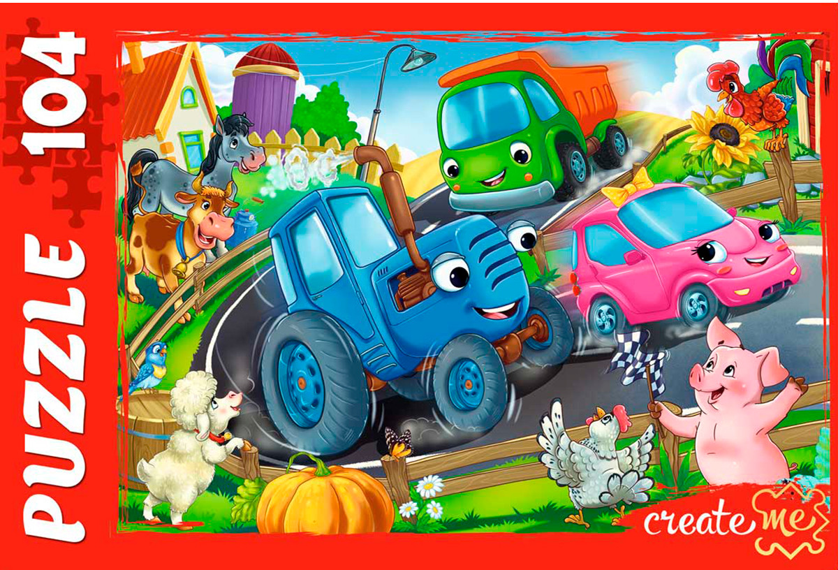 Пазл «Весёлый трактор» | Create me | Рыжий кот