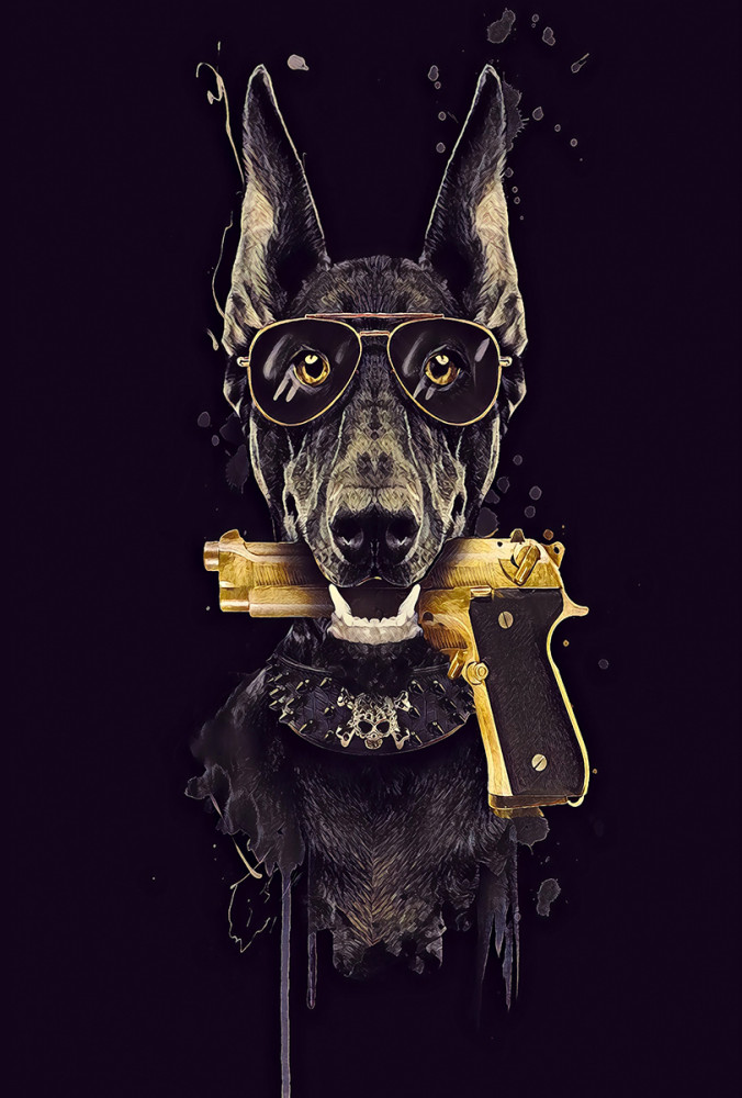 Мозаика алмазная «Опасный доберман» | Рыжий кот