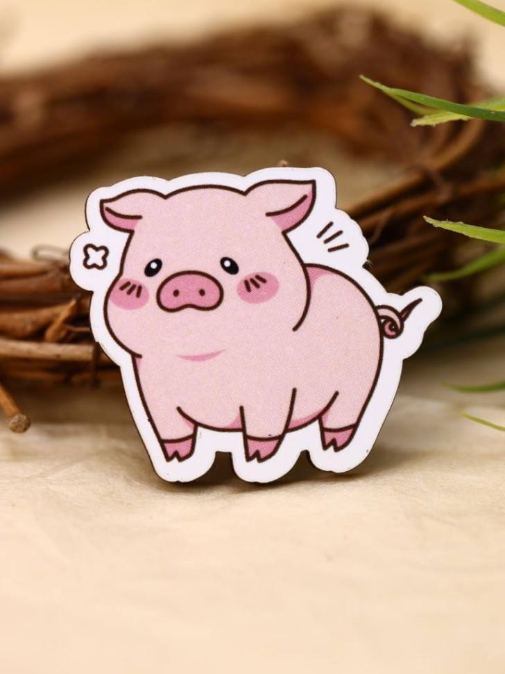 Значок ECO из дерева «Поросёнок» | I like gift | Toki