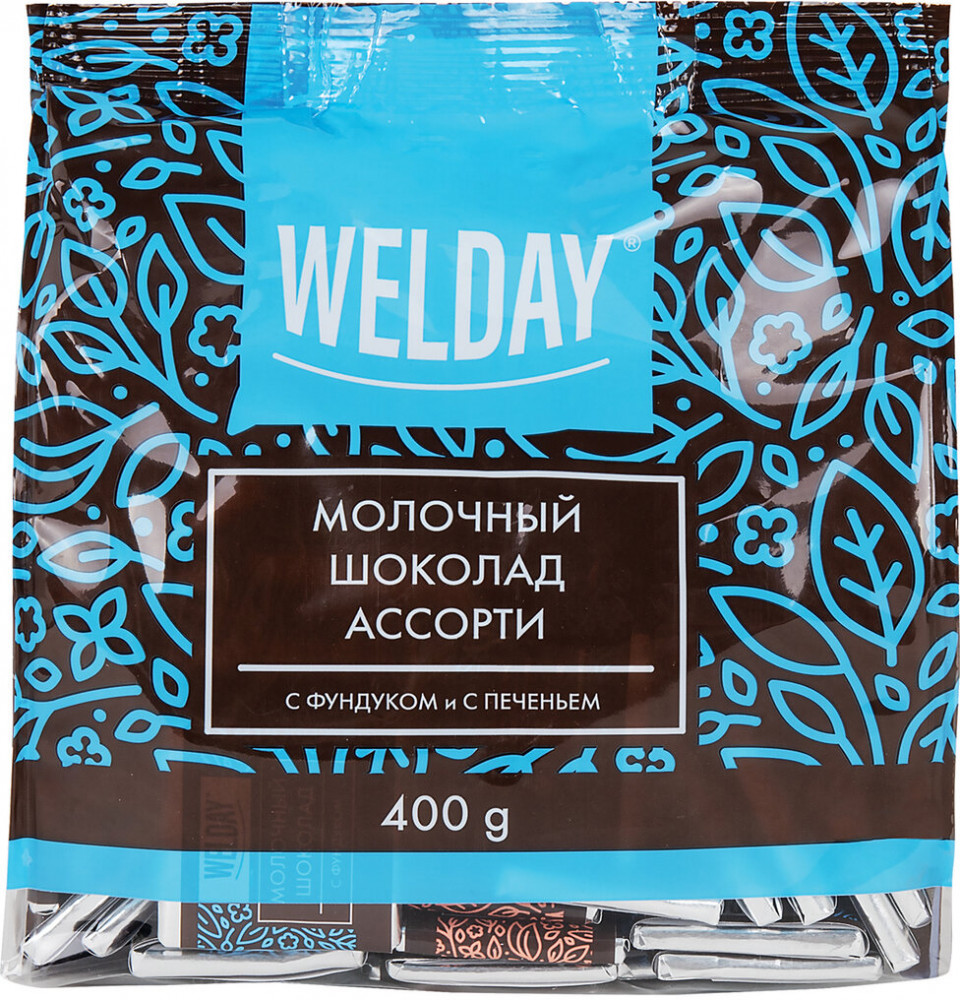 Молочный шоколад ассорти с фундуком и печеньем | Welday