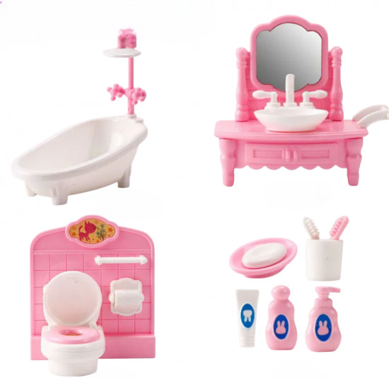 Набор ванной мебели и предметов для кукольного домика