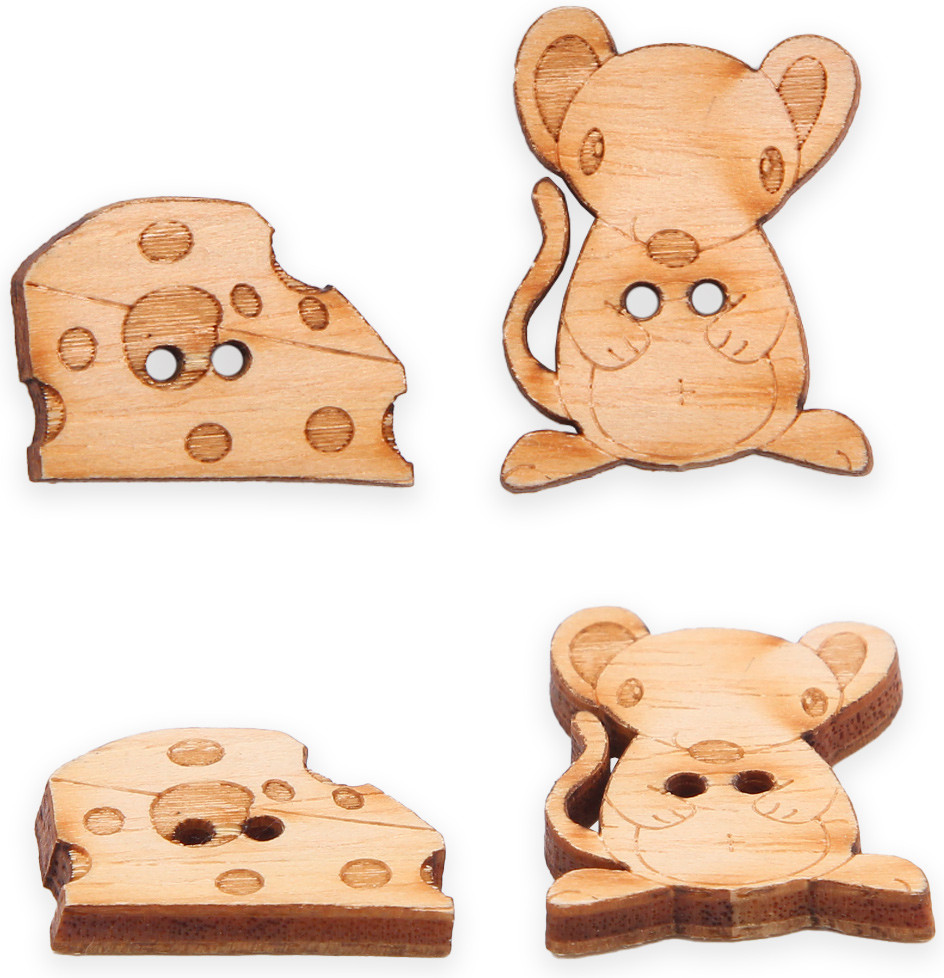 Набор пуговиц-фигурок «Мышка и сыр» | Magic Buttons