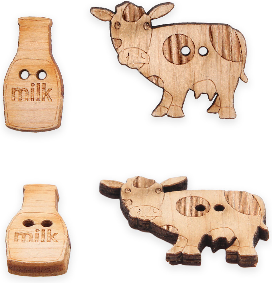 Набор пуговиц-фигурок «Корова и молоко» | Magic Buttons