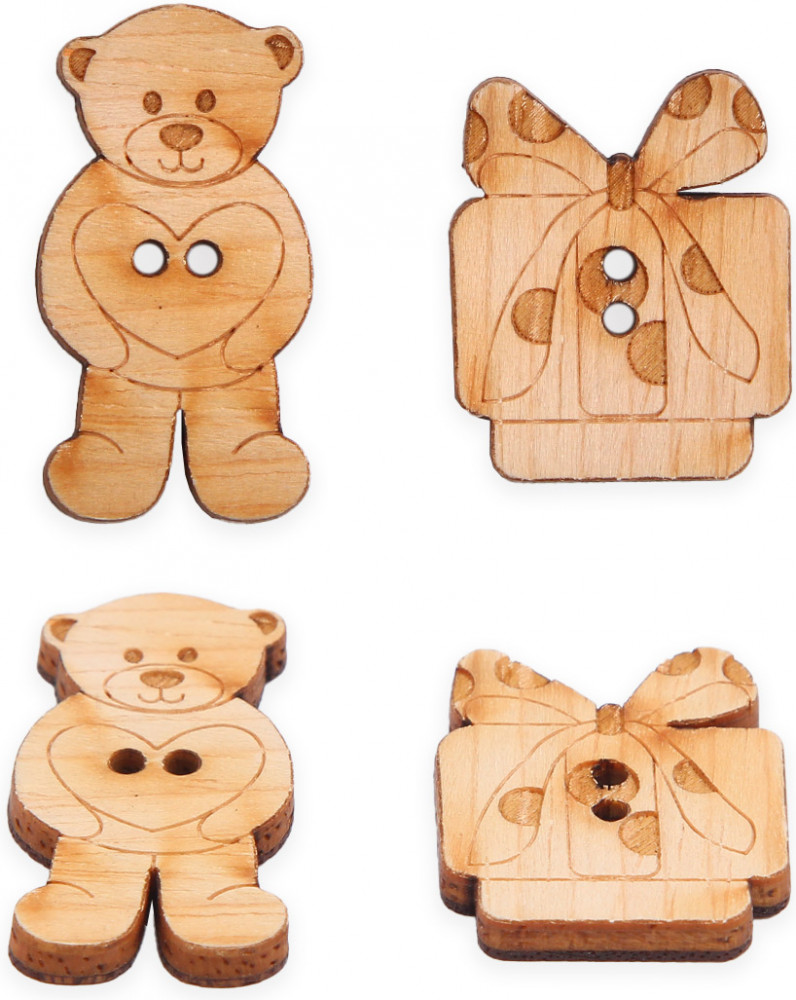 Набор пуговиц-фигурок «Мишка и подарок» | Magic Buttons