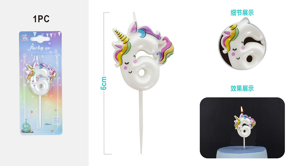 Свеча для торта цифра 6 «Unicorn» | I like gift | Party go