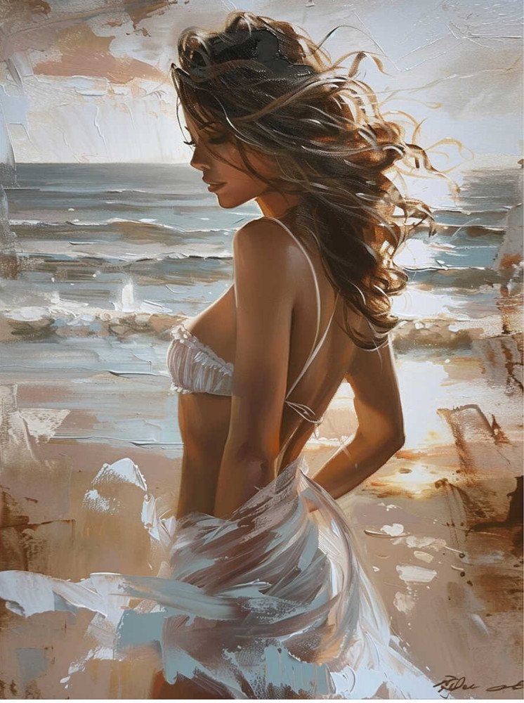 Картина по номерам «Девушка у моря» | Феникс +