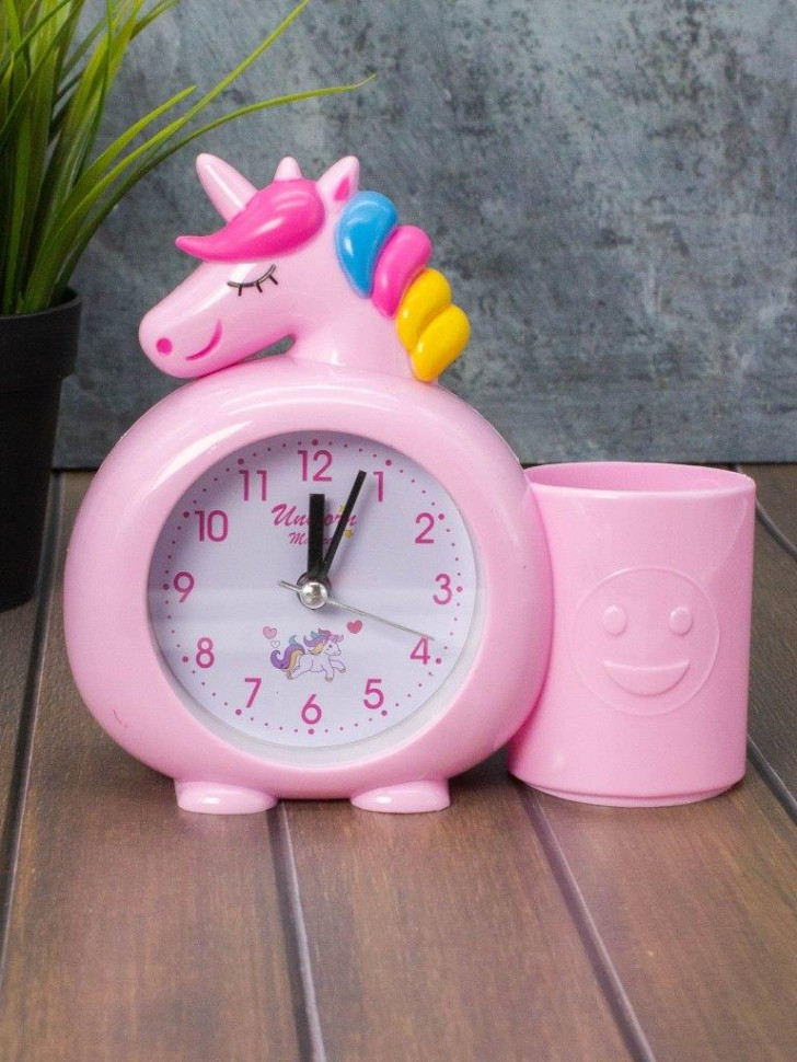 Часы-будильник с подставкой для канцелярии «Rainbow unicorn» | I like gift | Toki
