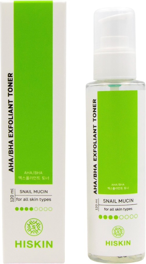 Тонер-эксфолиант для лица с муцином улитки «AHA/BHA Exfoliant Toner» | Hiskin