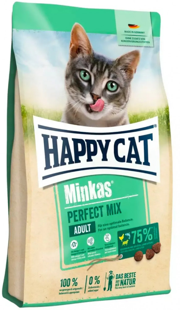 Корм сухой для взрослых кошек «Minkas Perfect Mix» | Happy cat