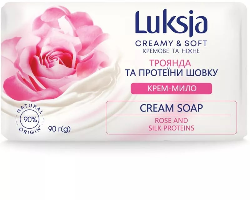 Мыло кремовое кусковое «Роза и протеины шелка» | Creamy & Soft | Luksja