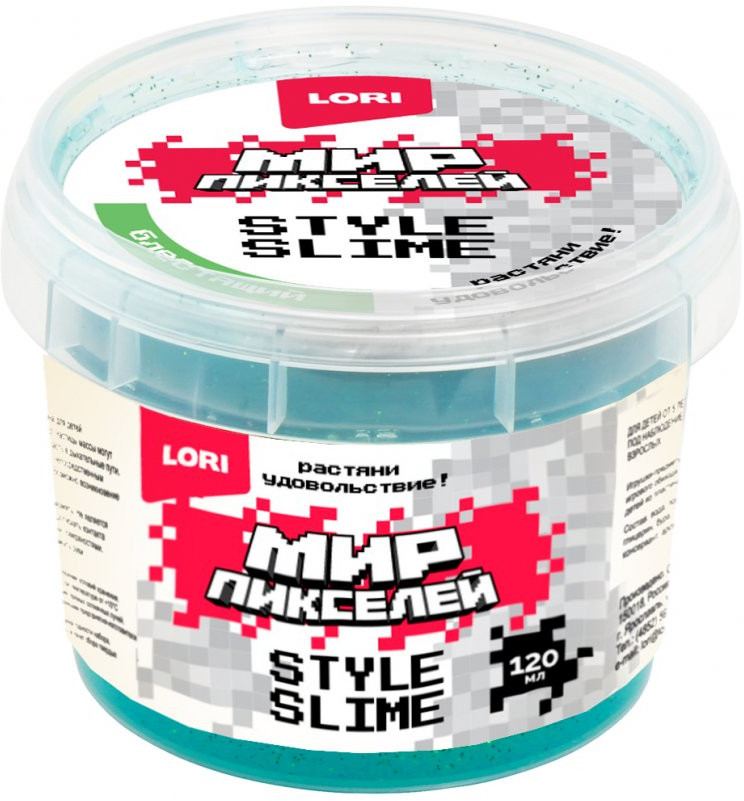 Слайм с ароматом яблока «Блестящий зелёный» | Мир пикселей | Lori