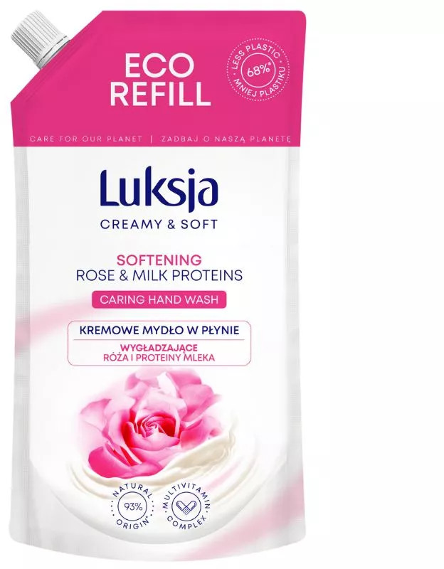 Крем-мыло жидкое смягчающее «Роза и молочные протеины» | Creamy & Soft | Luksja