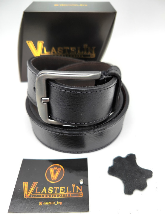 Ремень мужской «Leather Belt Black+Black Luxury» | Vlastelin