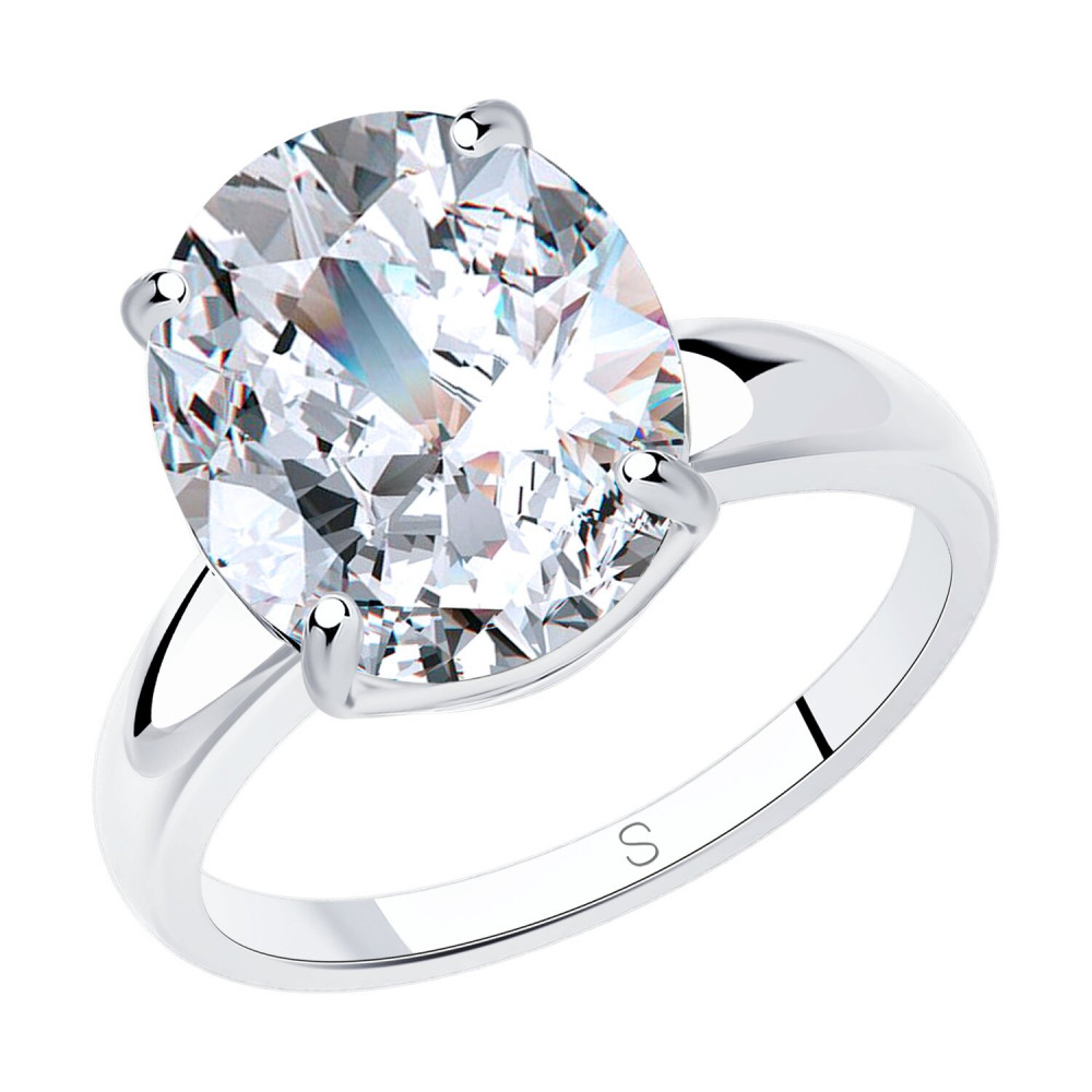 Кольцо из серебра с фианитом | SOKOLOV