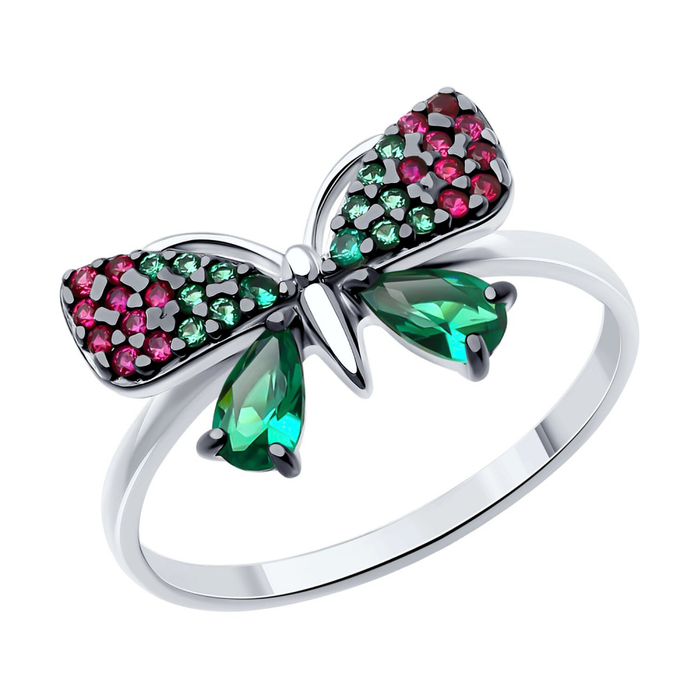 Кольцо из серебра с корундами и фианитами | SOKOLOV