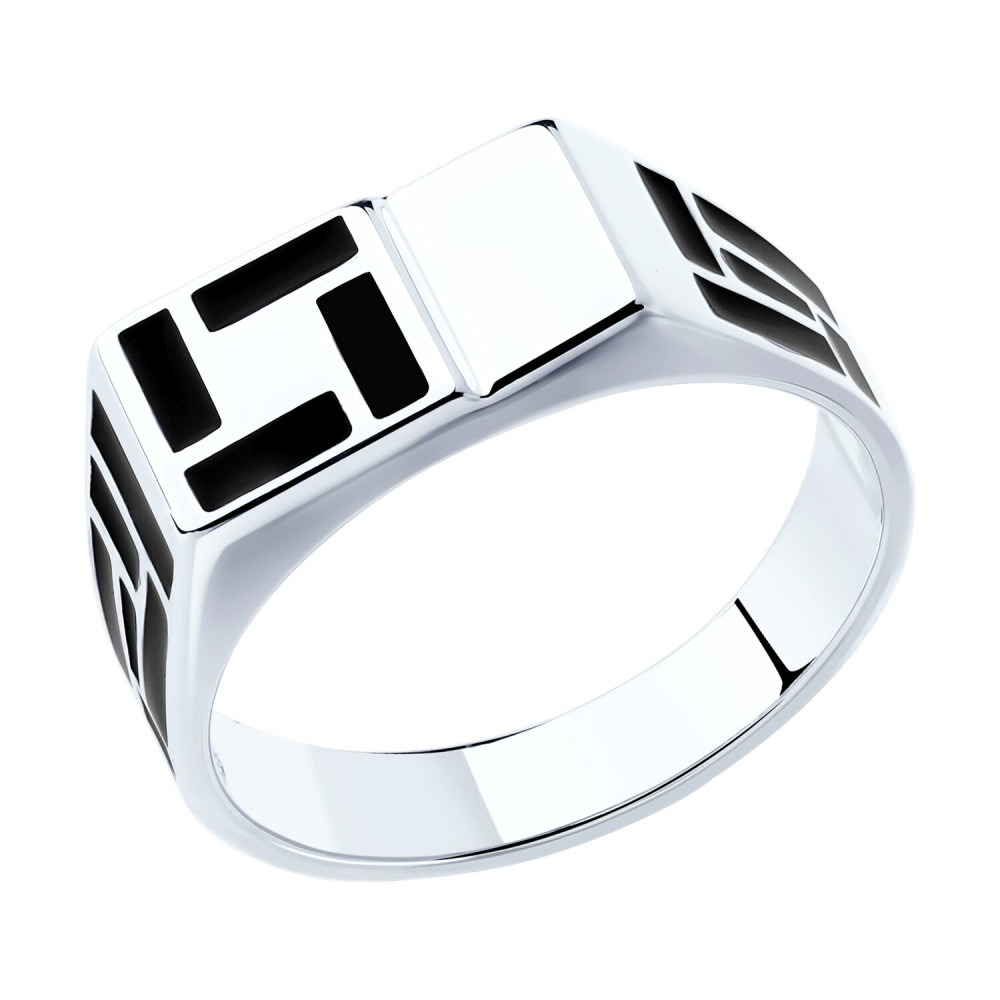 Печатка из серебра с эмалью | SOKOLOV