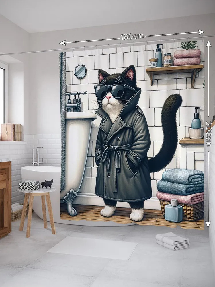 Штора для ванной «Кот-бандит» | Кот-бандит | JoyArty