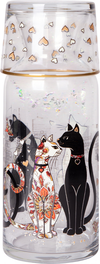 Графин с крышкой-стаканом «Парижские коты» | Парижские коты | Rakle
