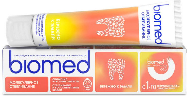 Зубная паста инновационная «Молекулярное отбеливание. Отбеливание и восстановление эмали» | Healthywhite | Biomed
