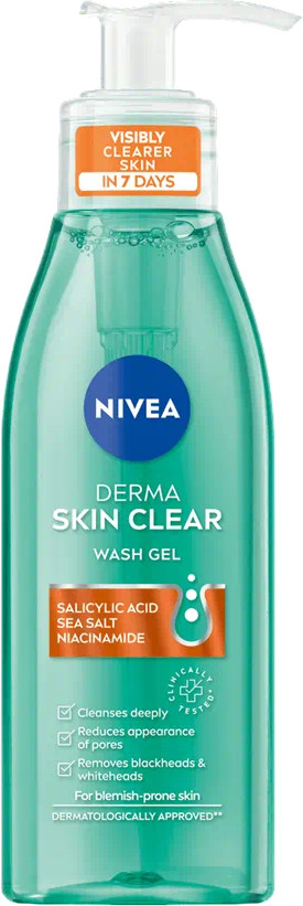 Гель для умывания лица «Salicylic Acid Sea Salt Niacinamide» | Derma Skin Clear | NIVEA