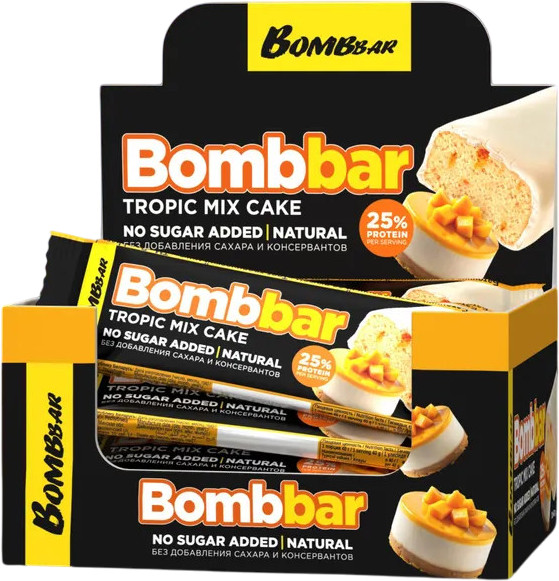 Набор батончиков протеиновых «Торт тропический микс» | Bombbar