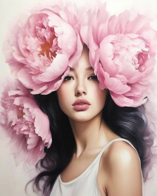 Картина по номерам «Девушка в цветах» | Арт Фея