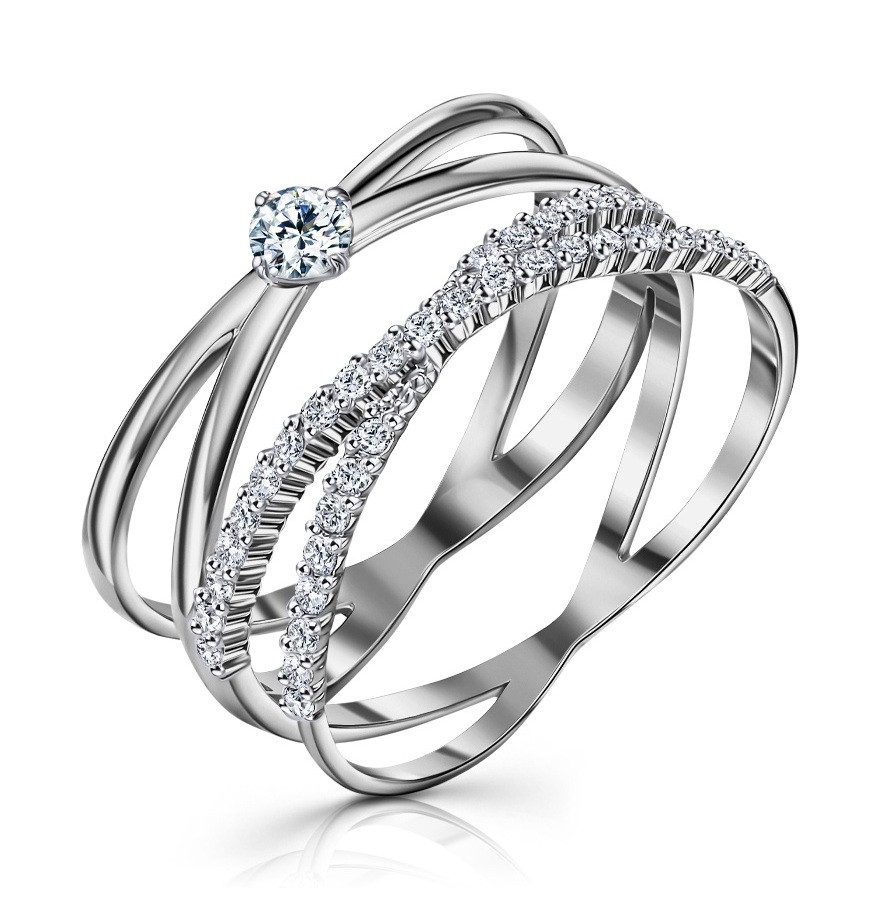 Кольцо из серебра с фианитами | Lucente Silver