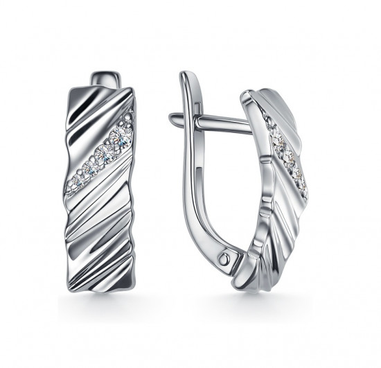 Серьги из серебра с фианитами