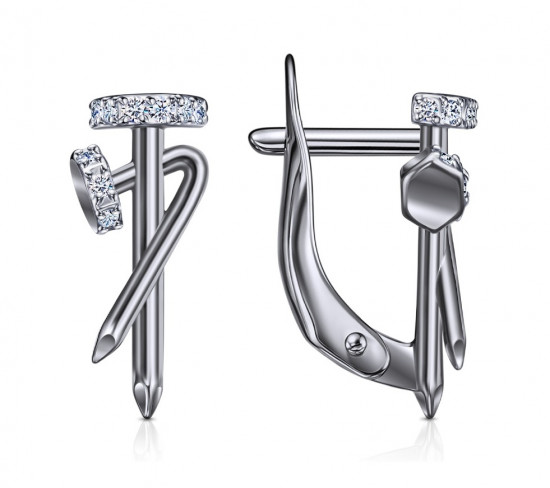 Серьги из серебра с фианитами