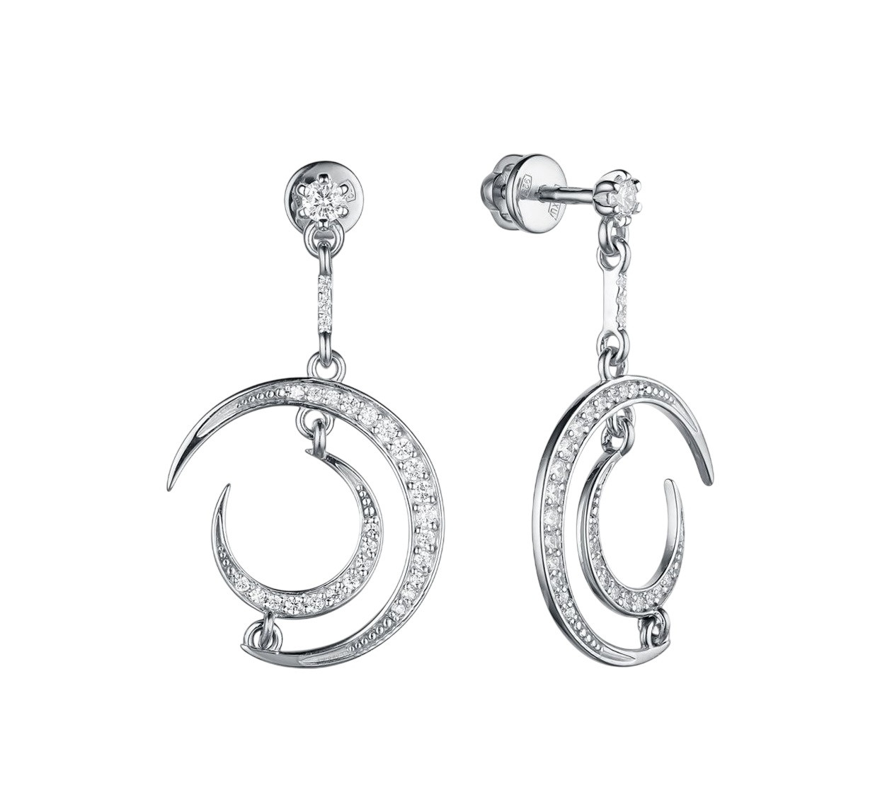 Серьги из серебра с фианитами | Lucente Silver