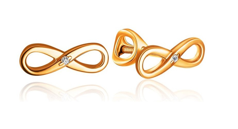 Серьги из золочёного серебра с фианитами | Lucente Silver