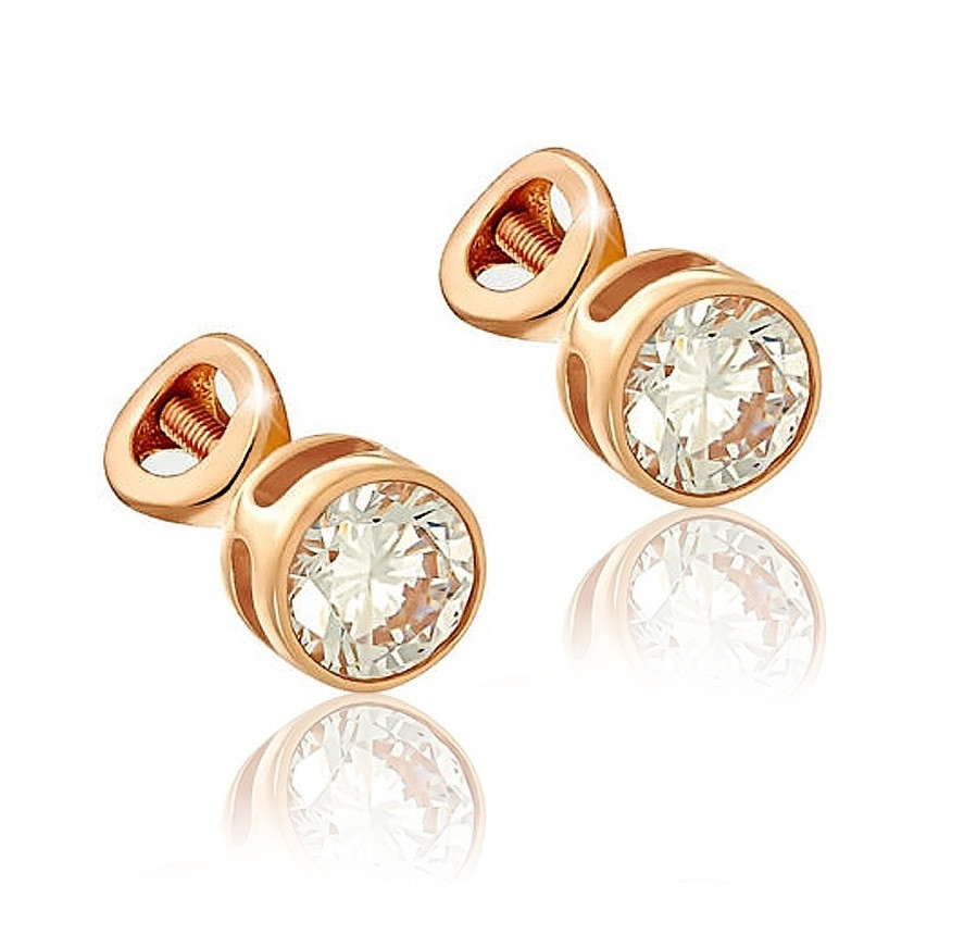 Серьги из золочёного серебра с фианитами | Lucente Silver