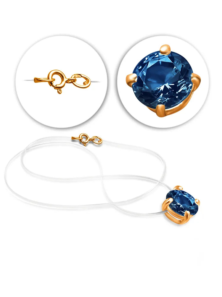 Колье на леске из серебра с фианитом | Lucente Silver