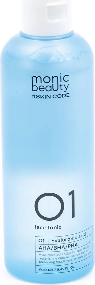 Тоник для лица «Hyaluronic acid AHA/BHA/PHA. Гиалуроновая кислота и AHA/BHA/PHA» | Skin Code 01 | Monic Beauty